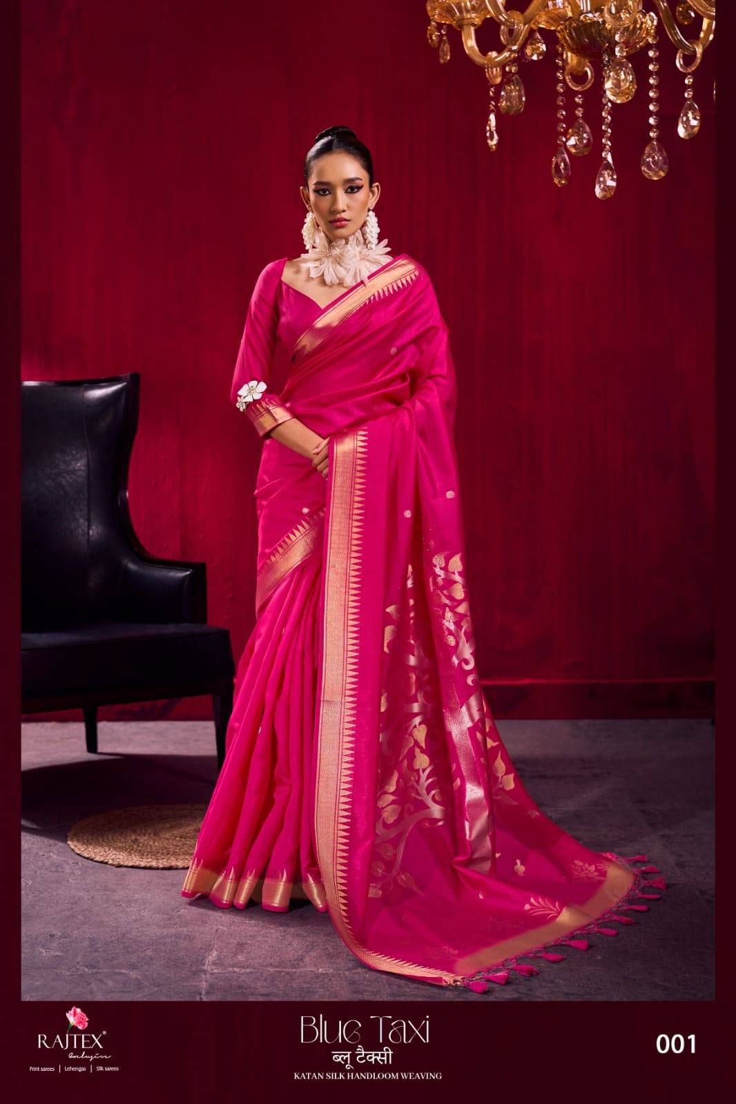 Blue Taxi By Raj Tex 001 to 006 Series Indian Traditional Wear Collection Beautiful Stylish Fancy Colorful Party Wear & Occasional Wear Satin Crepe Sarees At Wholesale Price